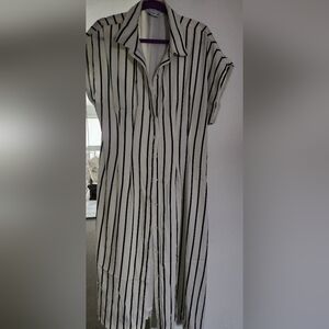 Nine West Black and White Striped Midi Dress